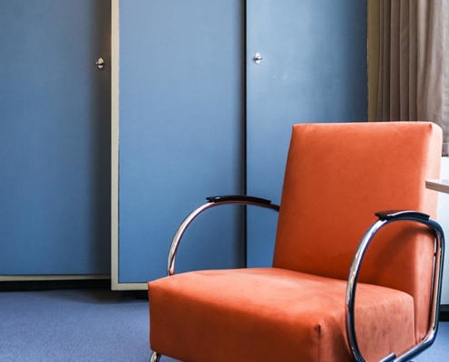 Blue Bedroom with Orange Chair, Sonneveld House-Rotterdam 171118wc807648