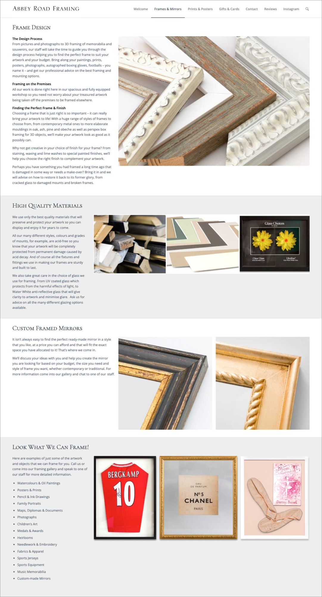 Abbey Road Framing Website Frames and Mirrors