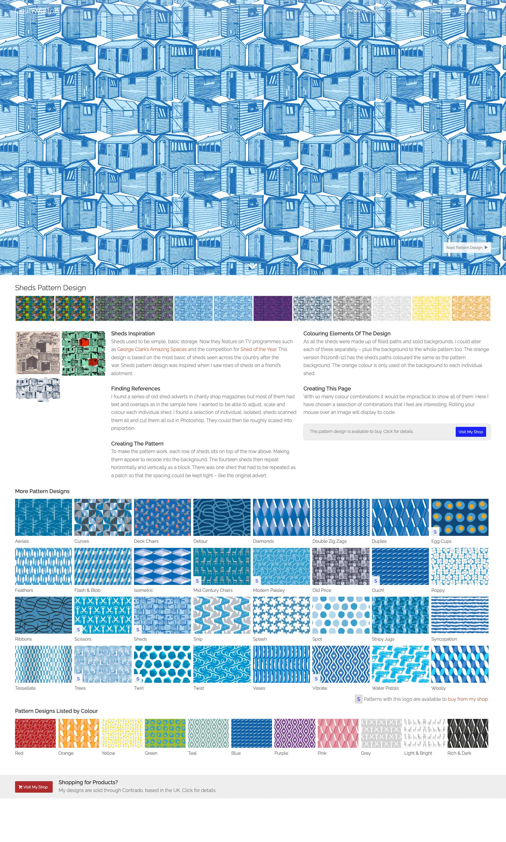 Colin Walton Pattern Designs Website Sheds-Blue