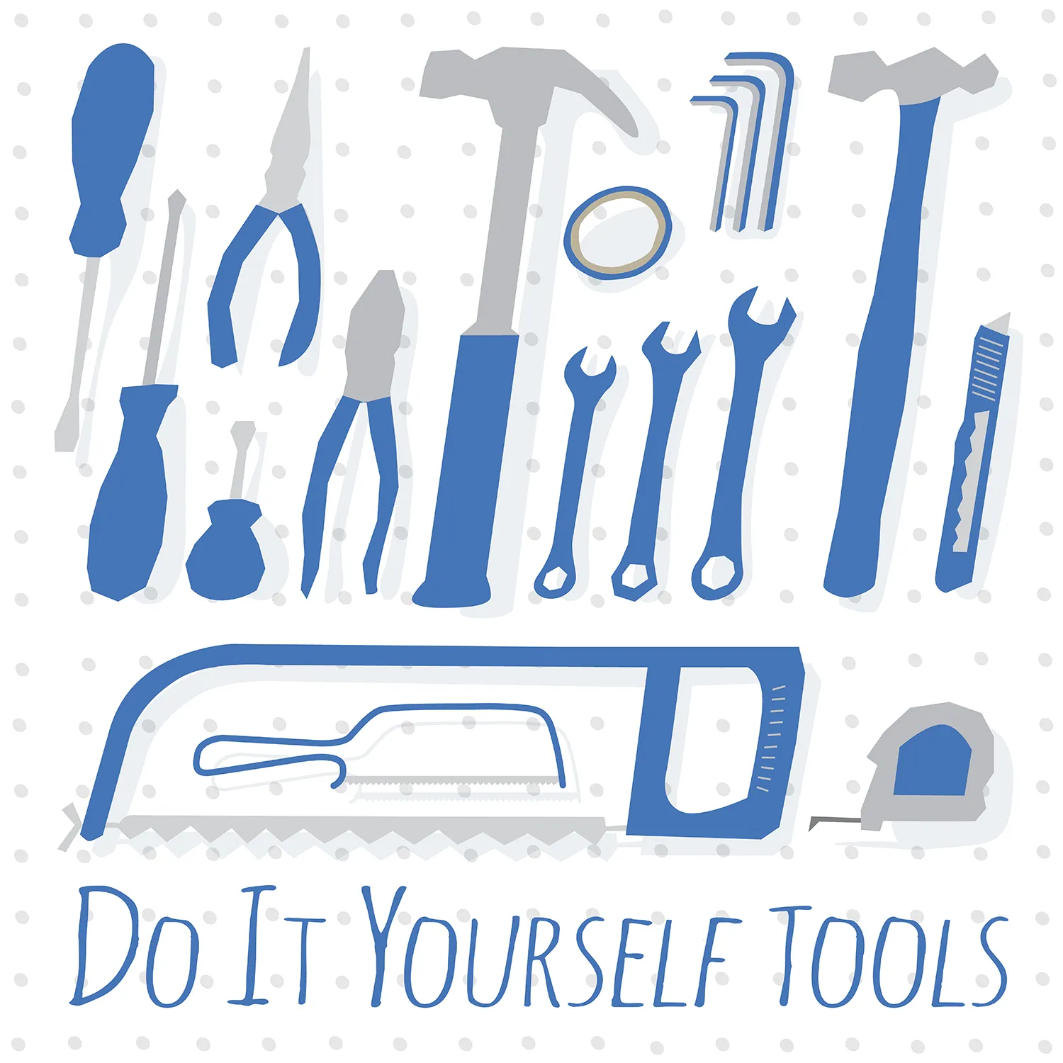 Do It Yourself Tools with shadows, on a pegboard background