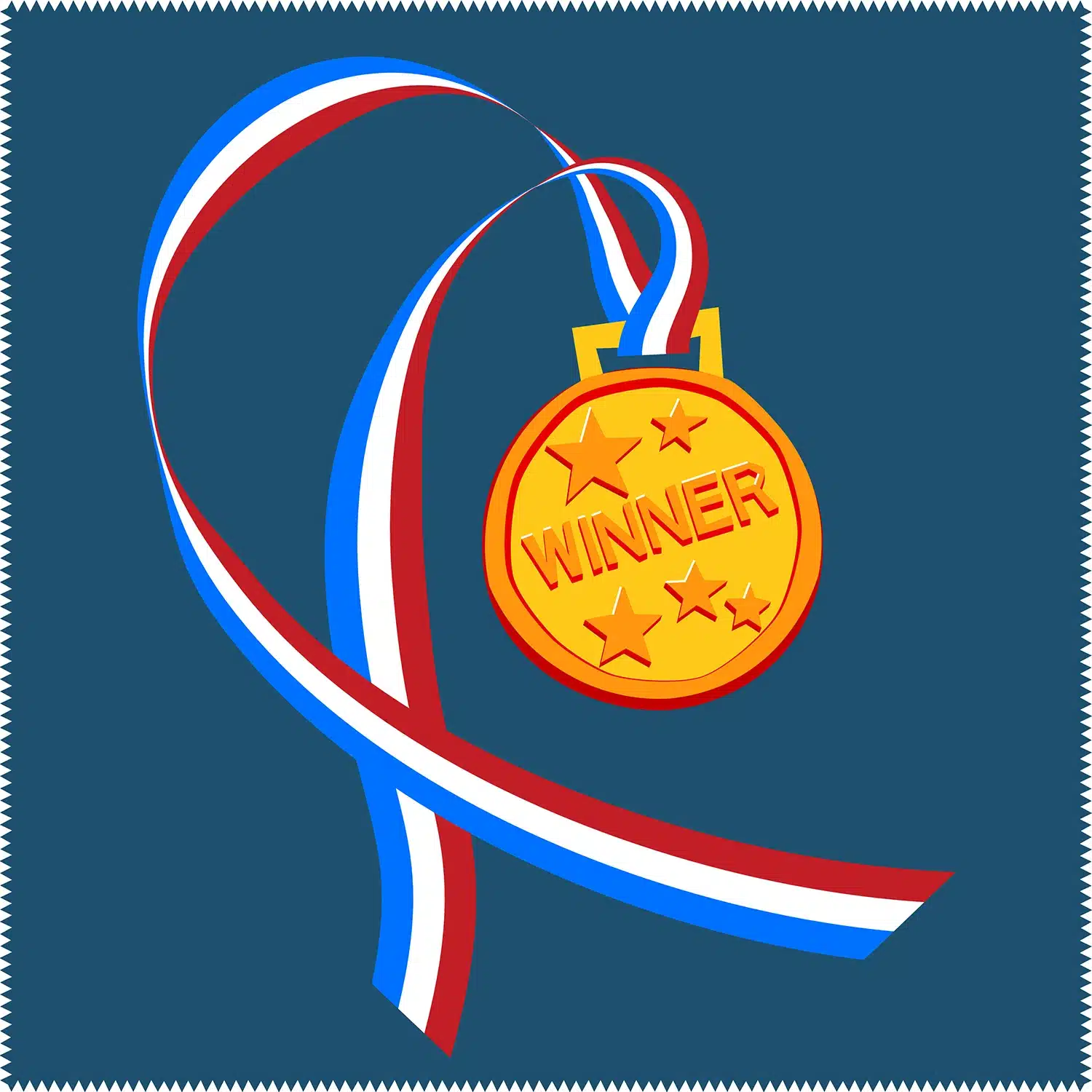 Winner Medal illustration with highlights and tight zigzag border