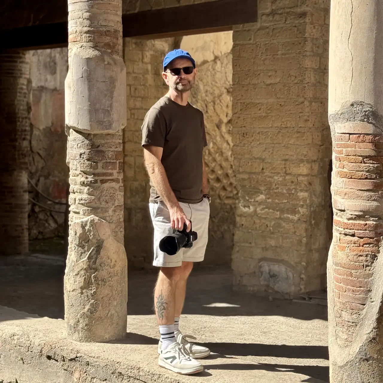 Colin Walton taking shots for Alamy in Herculaneum, Italy